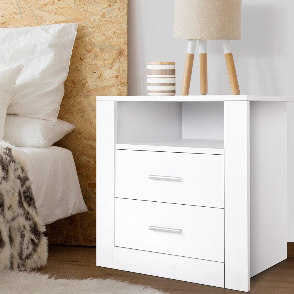 Artiss Bedside Tables Drawers Storage Cabinet Drawers Side Table White - John Cootes