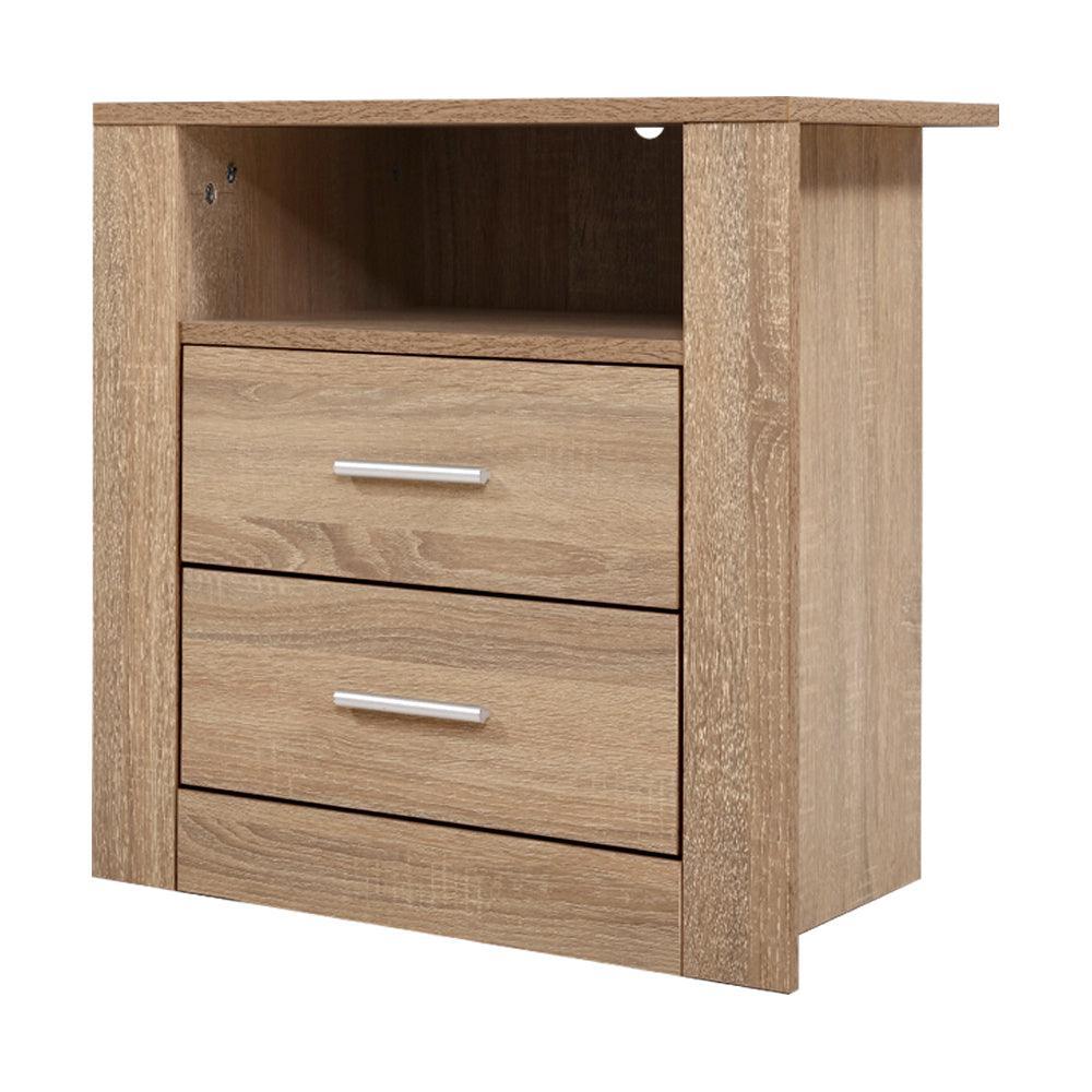 Artiss Bedside Tables Drawers Storage Cabinet Shelf Side End Table Oak - John Cootes