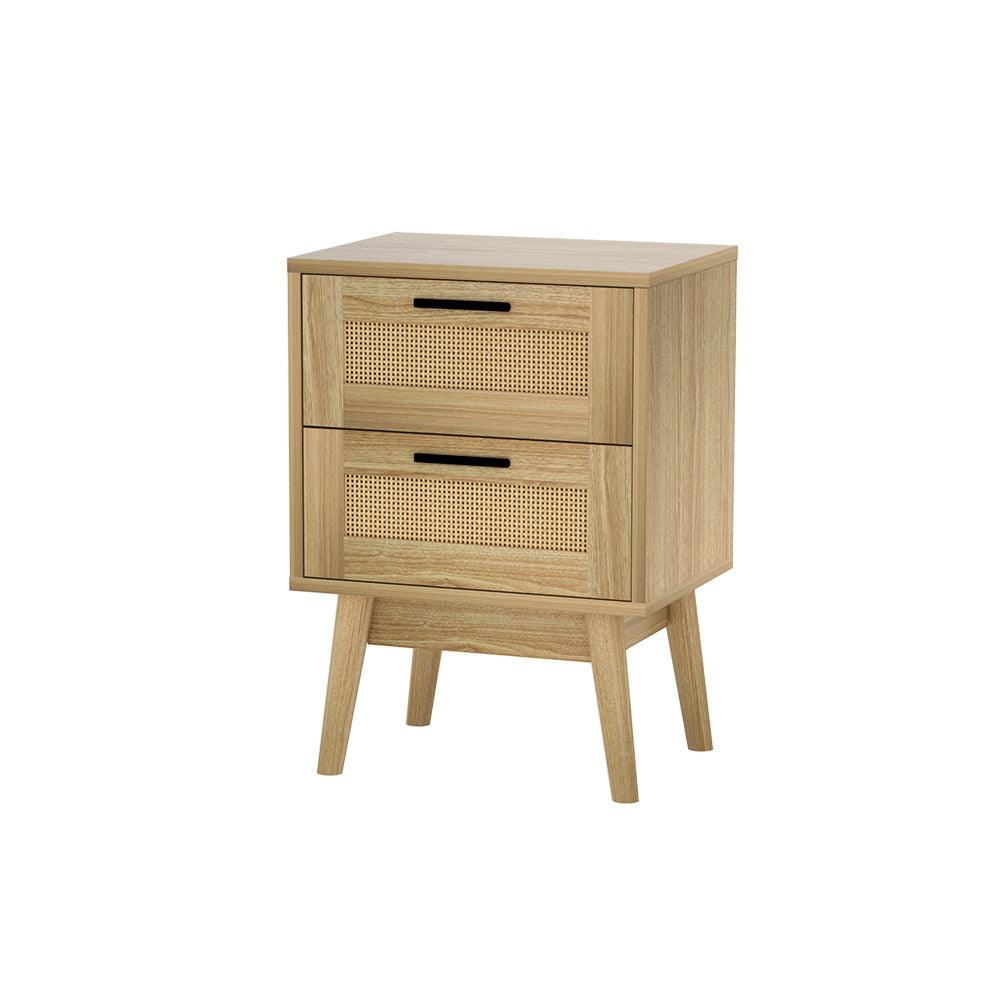 Artiss Bedside Tables Rattan 2 Drawers Side Table Nightstand Storage Cabinet - John Cootes