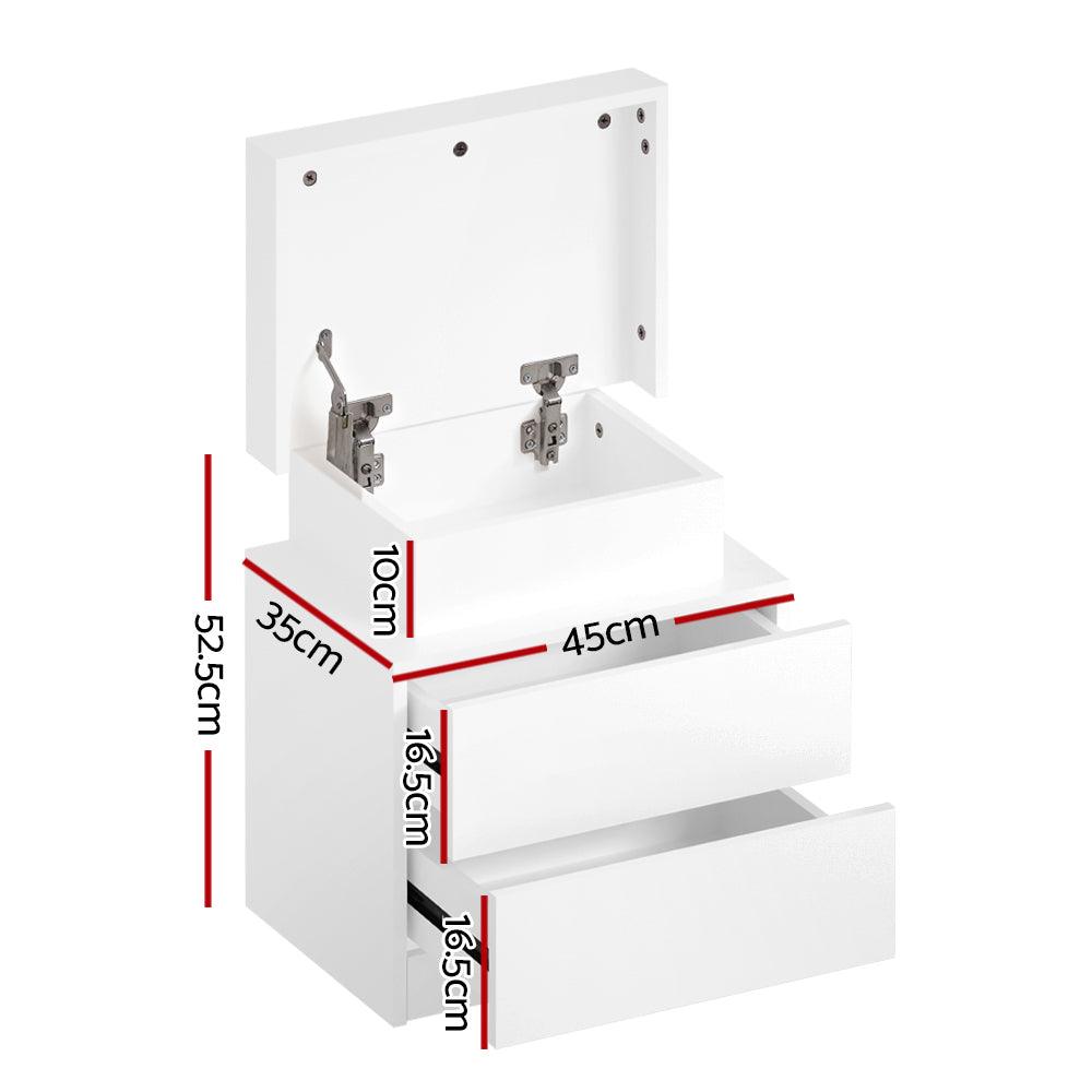 Artiss Bedside Tables Side Table Drawers RGB LED High Gloss Nightstand White - John Cootes