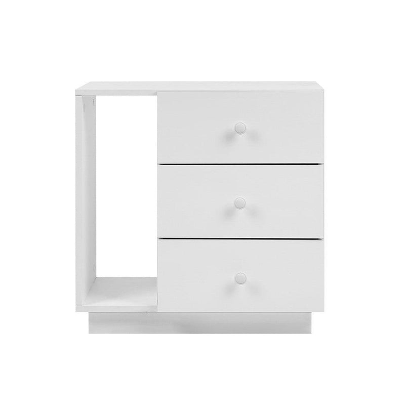 Artiss Bedside Tables Side Table RGB LED 3 Drawers Nightstand High Gloss White - John Cootes