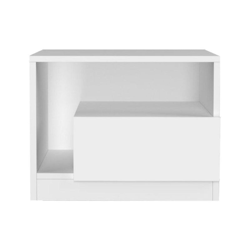 Artiss Bedside Tables Side Table RGB LED Drawers High Gloss Nightstand White - John Cootes