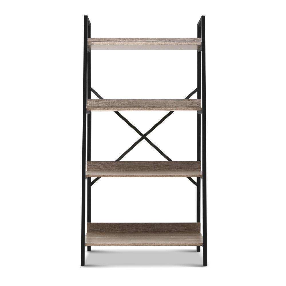 Artiss Bookshelf 4Tier Metal Bookcase Bookshelves Oak Book Shelf Display Storage - John Cootes