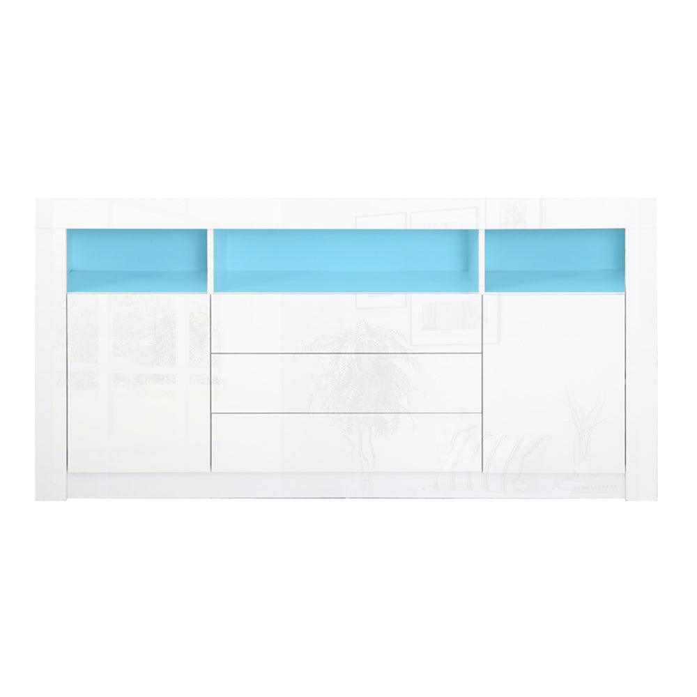 Artiss Buffet Sideboard Cabinet 3 Drawers High Gloss Storage Cupboard LED - John Cootes