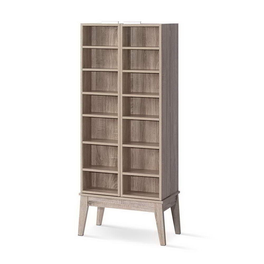 Artiss CD DVD Media Storage Display Shelf Folding Cabinet Bookshelf Bluray Rack Oak - John Cootes