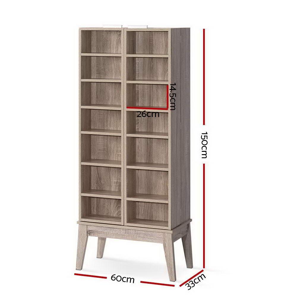 Artiss CD DVD Media Storage Display Shelf Folding Cabinet Bookshelf Bluray Rack Oak - John Cootes