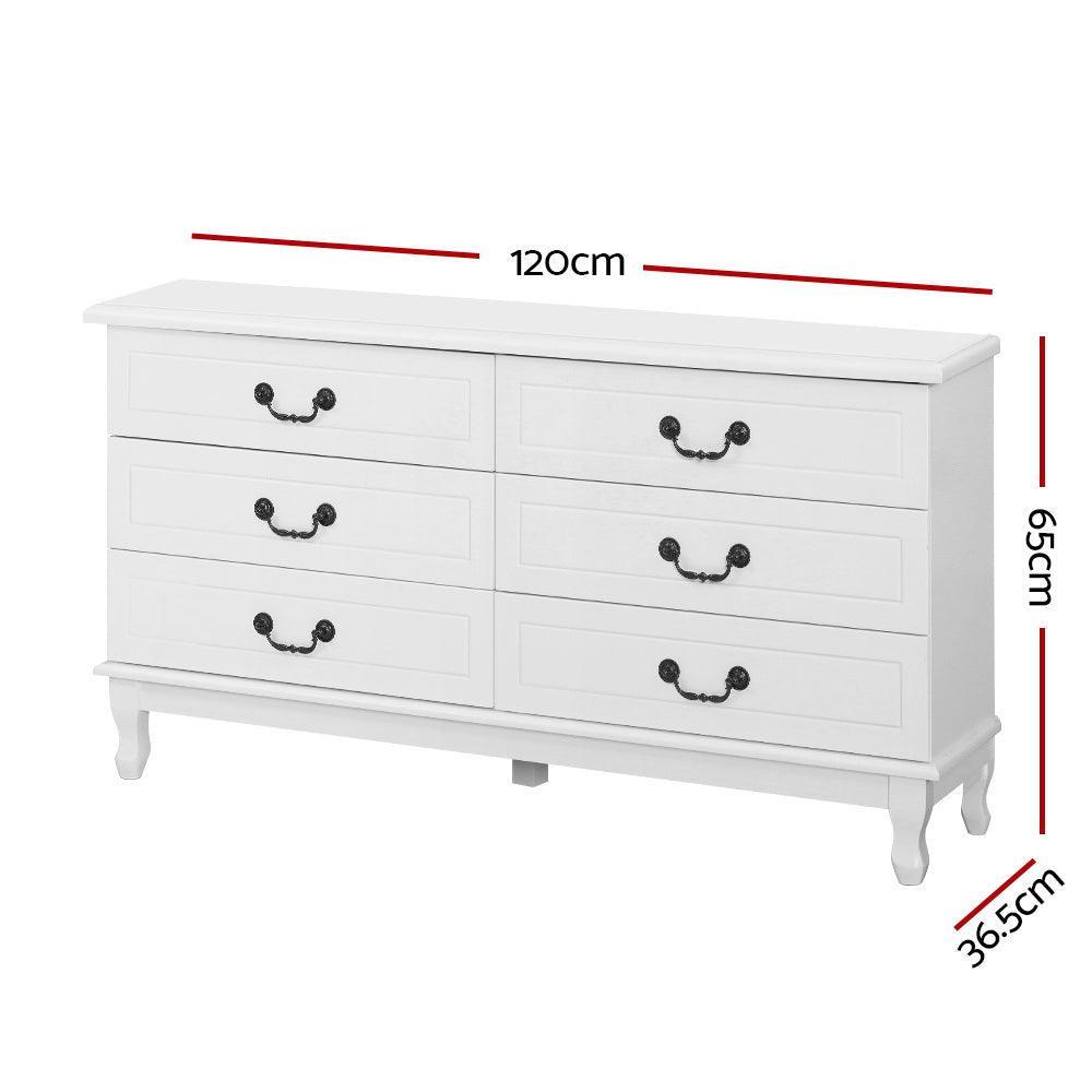 Artiss Chest of Drawers Dresser Table Lowboy Storage Cabinet White KUBI Bedroom - John Cootes