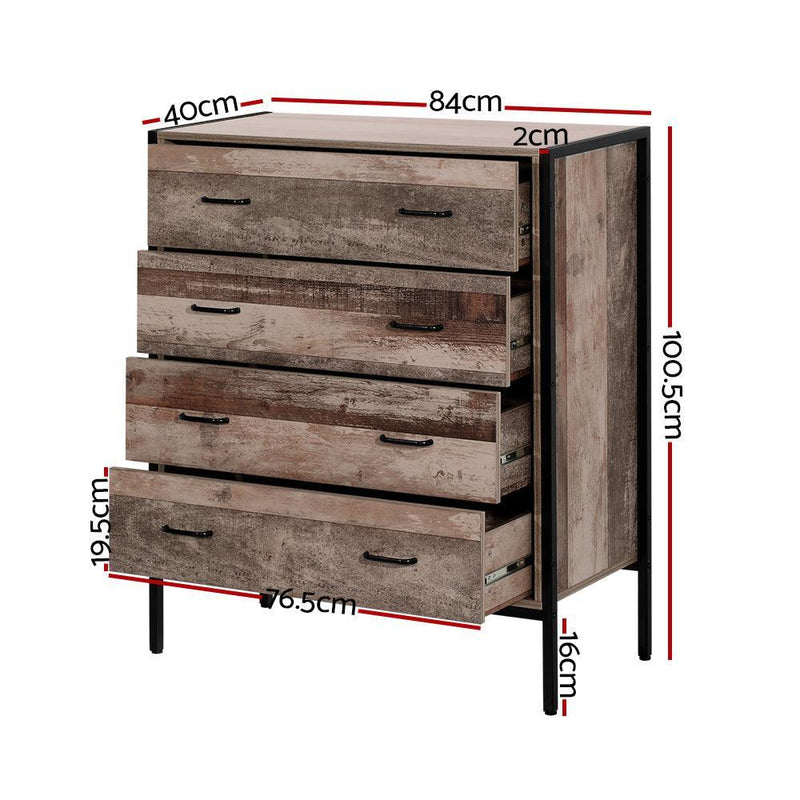 Artiss Chest of Drawers Tallboy Dresser Storage Cabinet Industrial Rustic - John Cootes