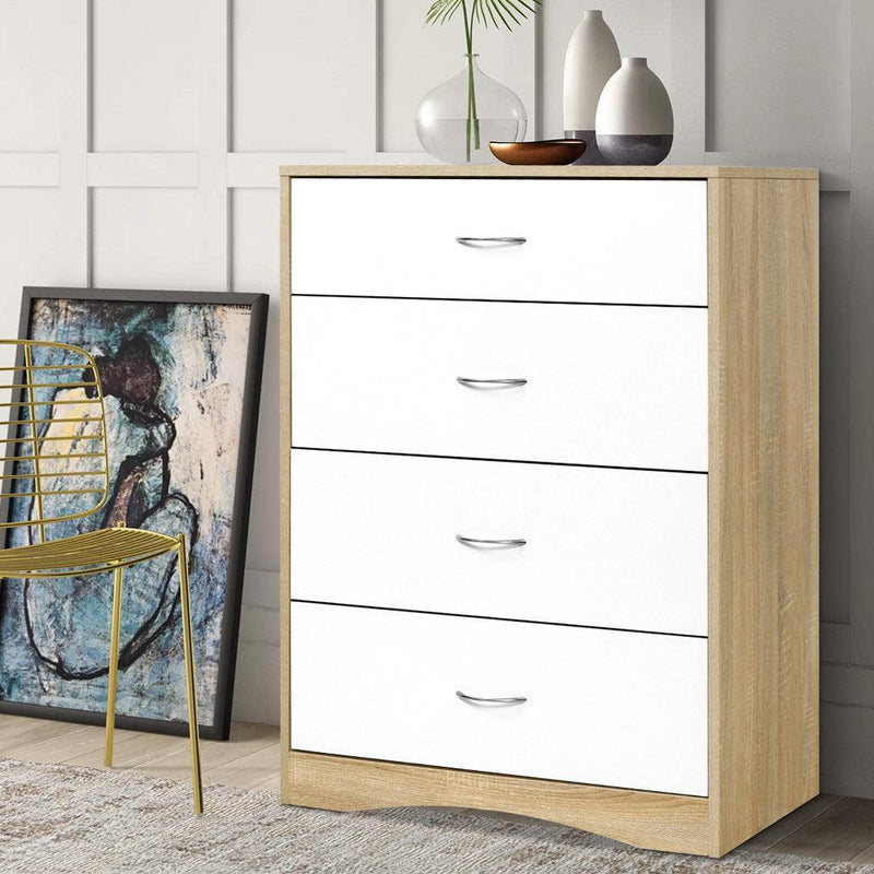 Artiss Chest of Drawers Tallboy Dresser Table Bedroom Storage White Wood Cabinet - John Cootes