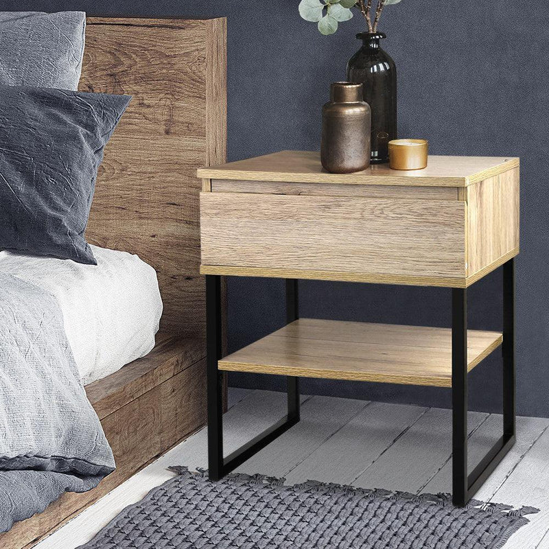 Artiss Chest Style Metal Bedside Table - John Cootes