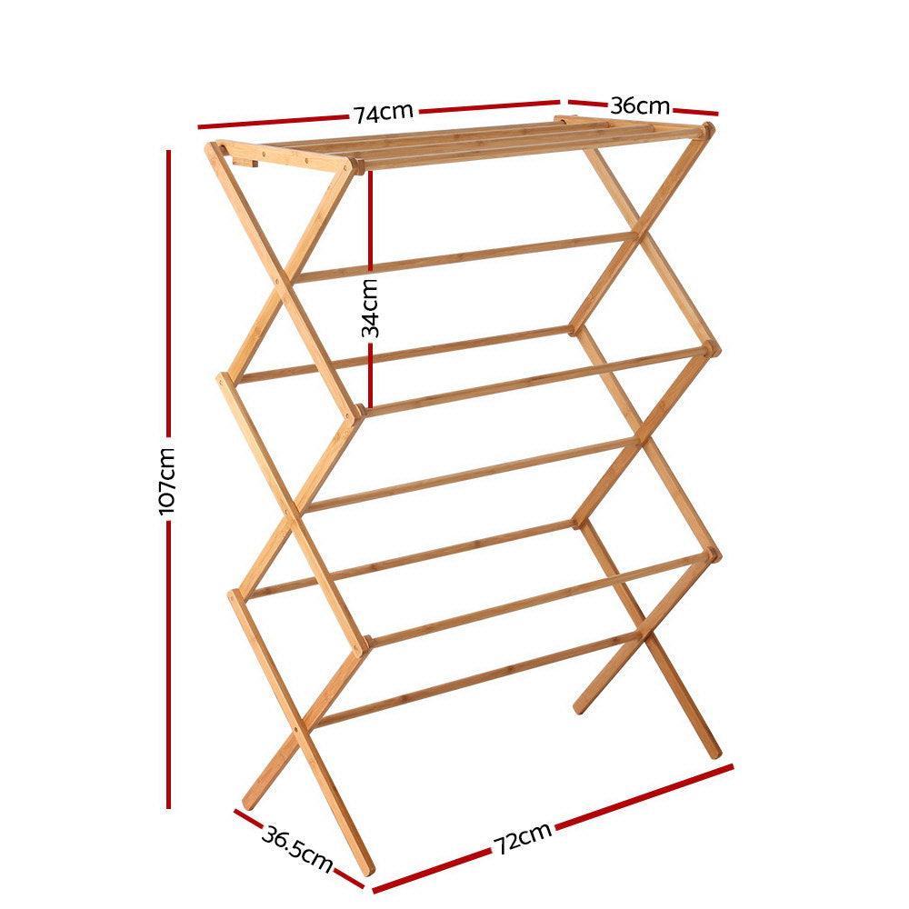 Artiss Clothes Rack Airer Foldable Bamboo Drying Laundry Dryer Garment Hanger - John Cootes