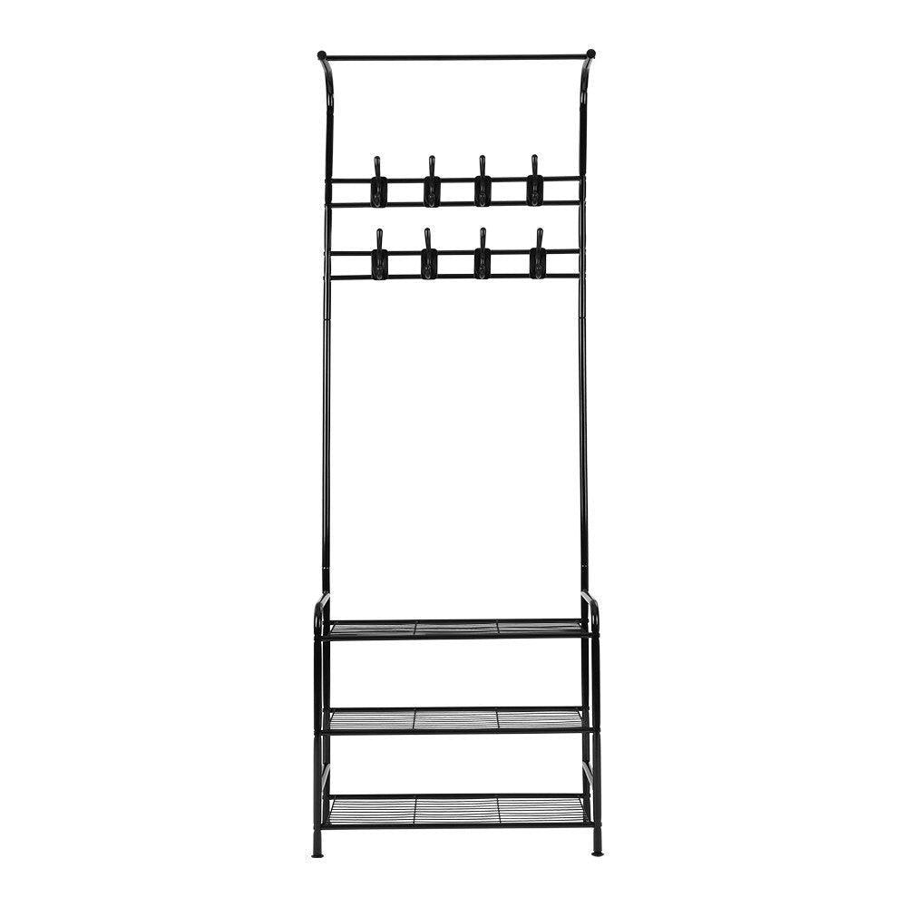 Artiss Clothes Rack Coat Stand Garment Portable Hanger Airer Organiser Shoe Storage Metal Black - John Cootes