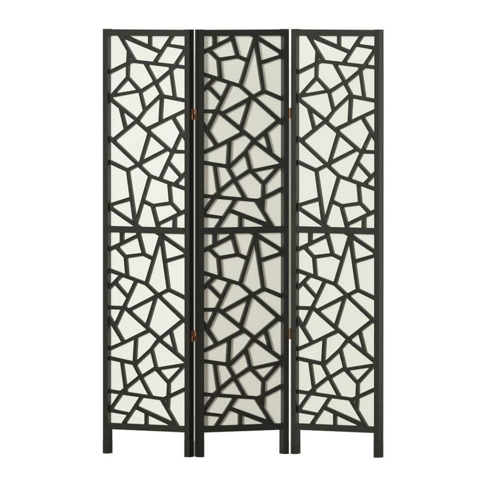 Artiss Clover Room Divider Screen Privacy Wood Dividers Stand 3 Panel Black - John Cootes