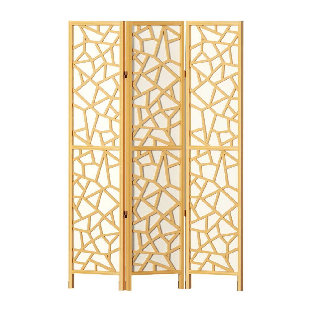 Artiss Clover Room Divider Screen Privacy Wood Dividers Stand 3 Panel Natural - John Cootes