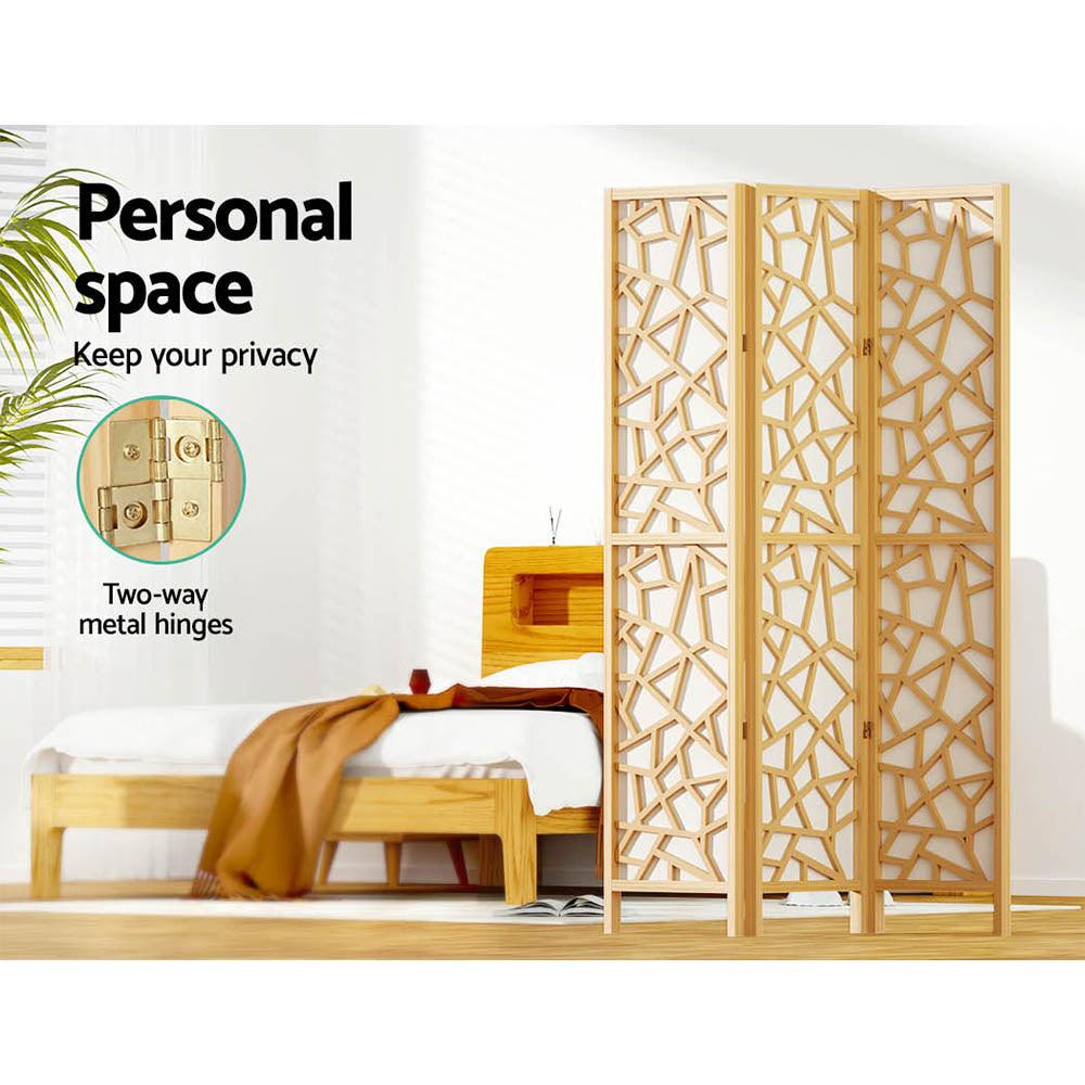 Artiss Clover Room Divider Screen Privacy Wood Dividers Stand 3 Panel Natural - John Cootes