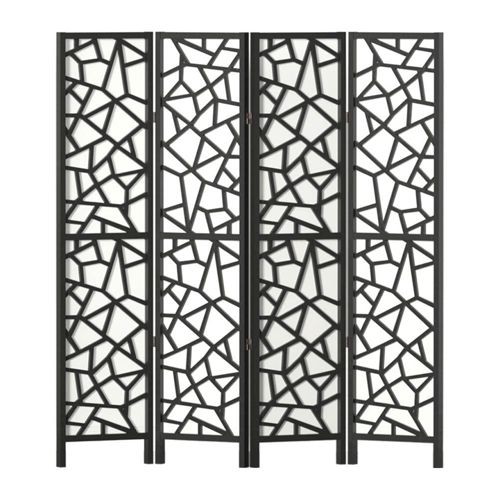 Artiss Clover Room Divider Screen Privacy Wood Dividers Stand 4 Panel Black - John Cootes