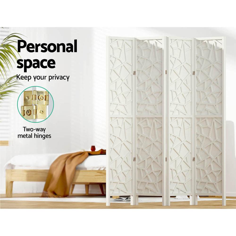 Artiss Clover Room Divider Screen Privacy Wood Dividers Stand 4 Panel White - John Cootes