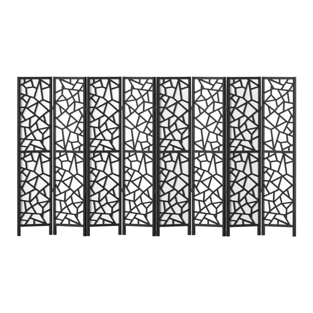 Artiss Clover Room Divider Screen Privacy Wood Dividers Stand 8 Panel Black - John Cootes