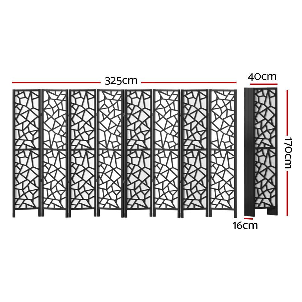 Artiss Clover Room Divider Screen Privacy Wood Dividers Stand 8 Panel Black - John Cootes