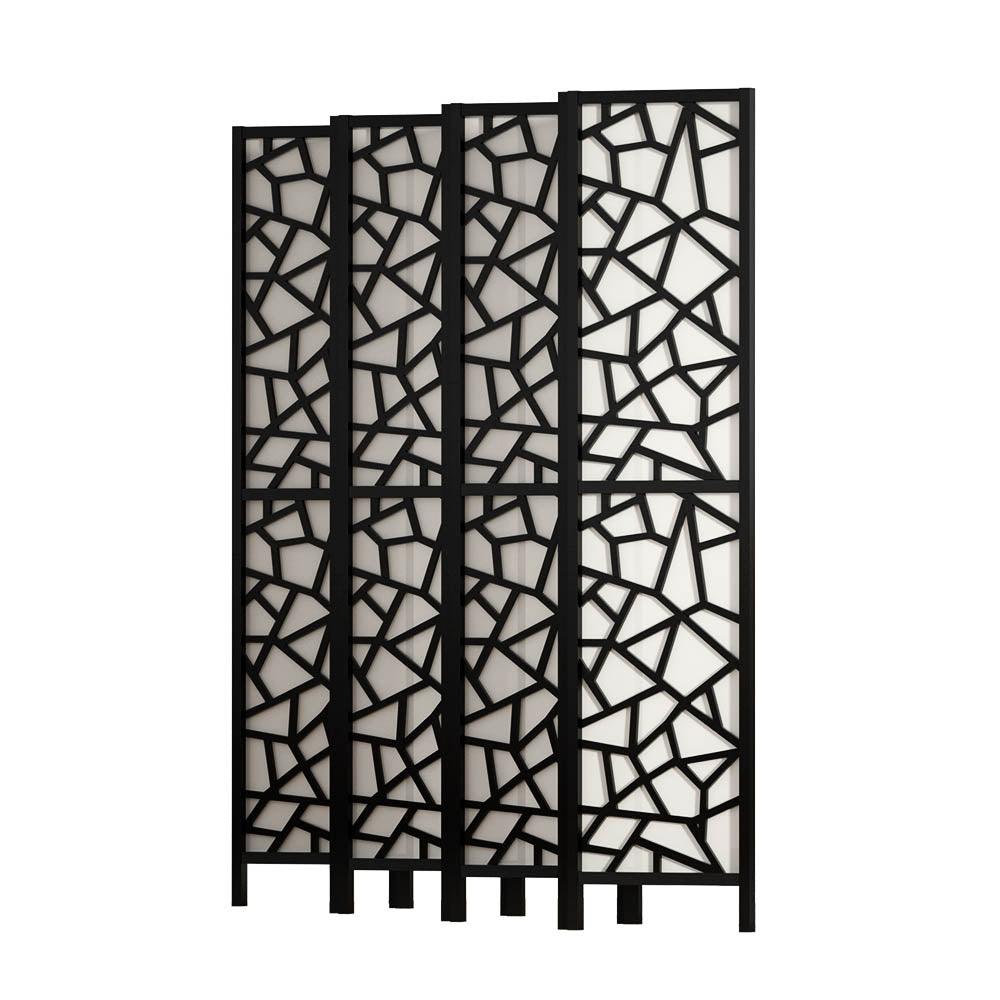 Artiss Clover Room Divider Screen Privacy Wood Dividers Stand 8 Panel Black - John Cootes