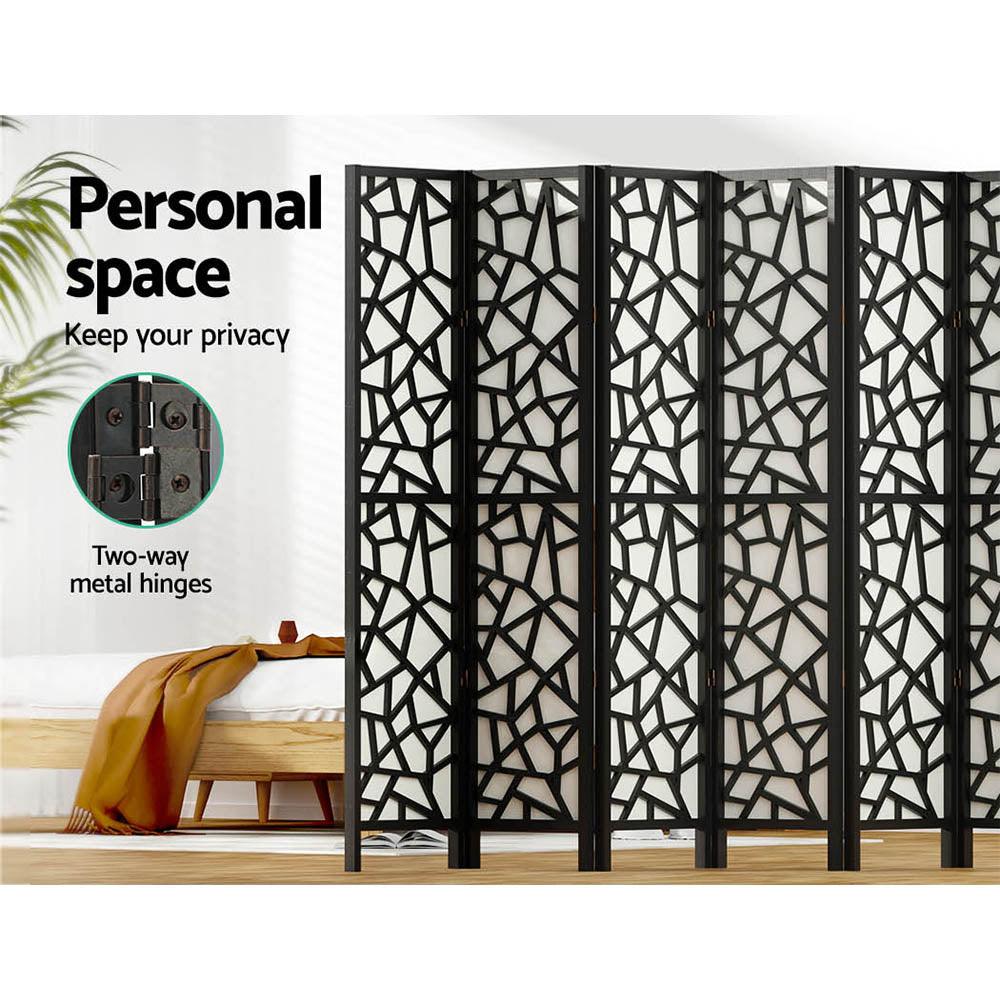 Artiss Clover Room Divider Screen Privacy Wood Dividers Stand 8 Panel Black - John Cootes