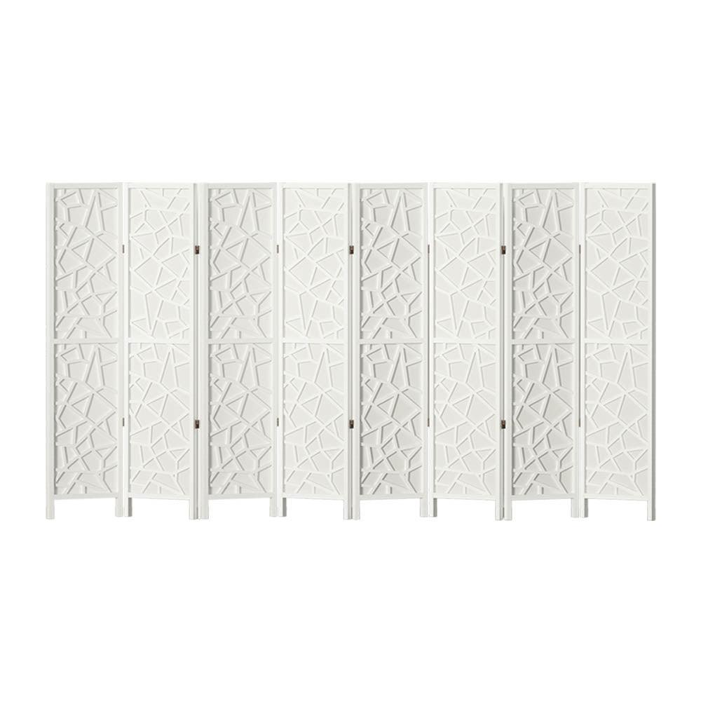 Artiss Clover Room Divider Screen Privacy Wood Dividers Stand 8 Panel White - John Cootes