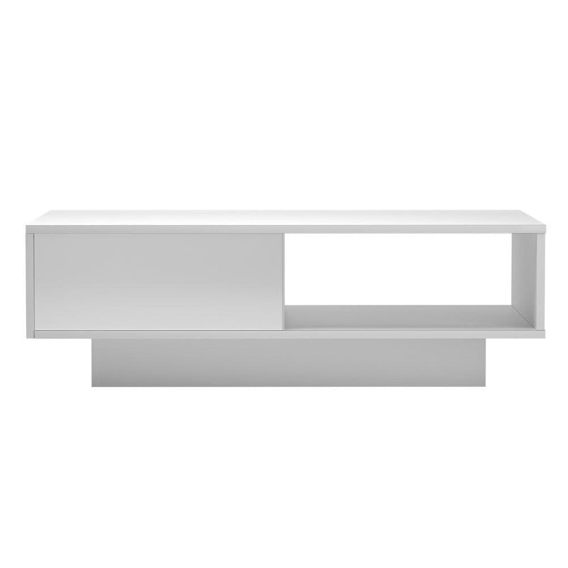 Artiss Coffee Table LED Lights High Gloss Storage Drawer Modern Furniture White - John Cootes