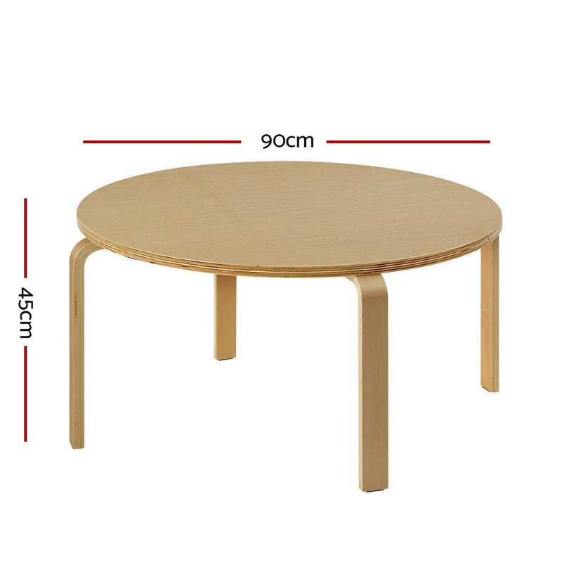 Artiss Coffee Table Round Side End Tables Bedside Furniture Wooden 90CM - John Cootes