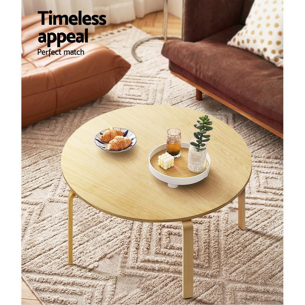 Artiss Coffee Table Round Side End Tables Bedside Furniture Wooden 90CM - John Cootes