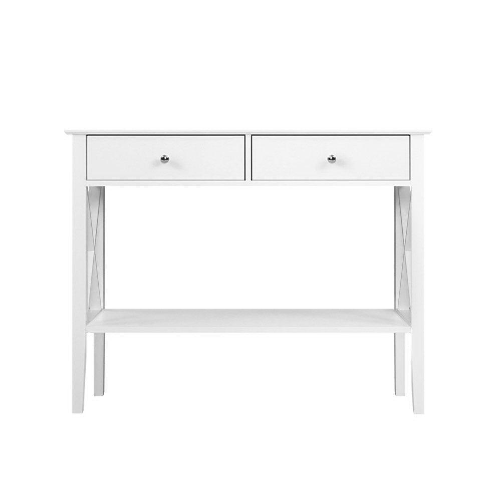 Artiss Console Table Hall Side Entry 2 Drawers Display White Desk Furniture - John Cootes