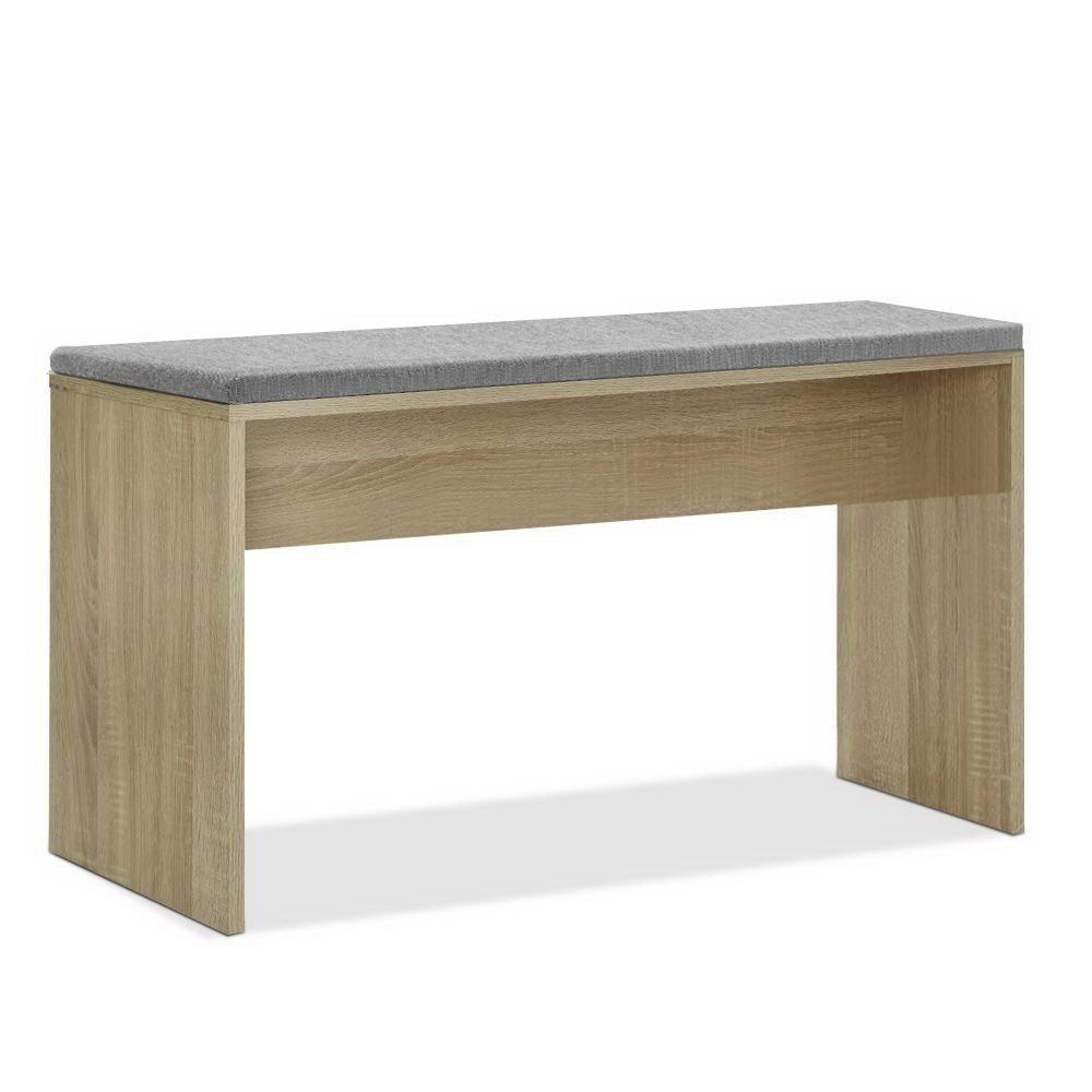 Artiss Dining Bench NATU Upholstery Seat Stool Chair Cushion Kitchen Furniture Oak 90cm - John Cootes