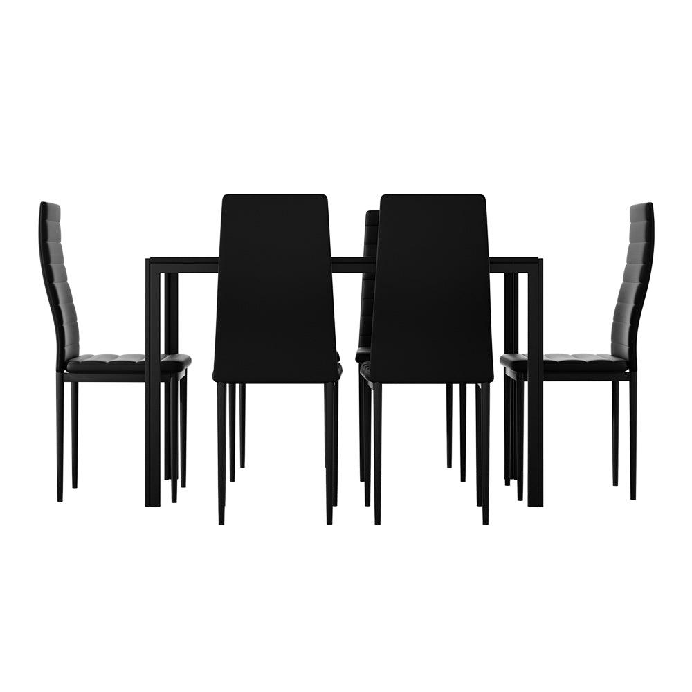 Artiss Dining Chairs and Table Dining Set 6 Chair Set Of 7 Wooden Top Black - John Cootes