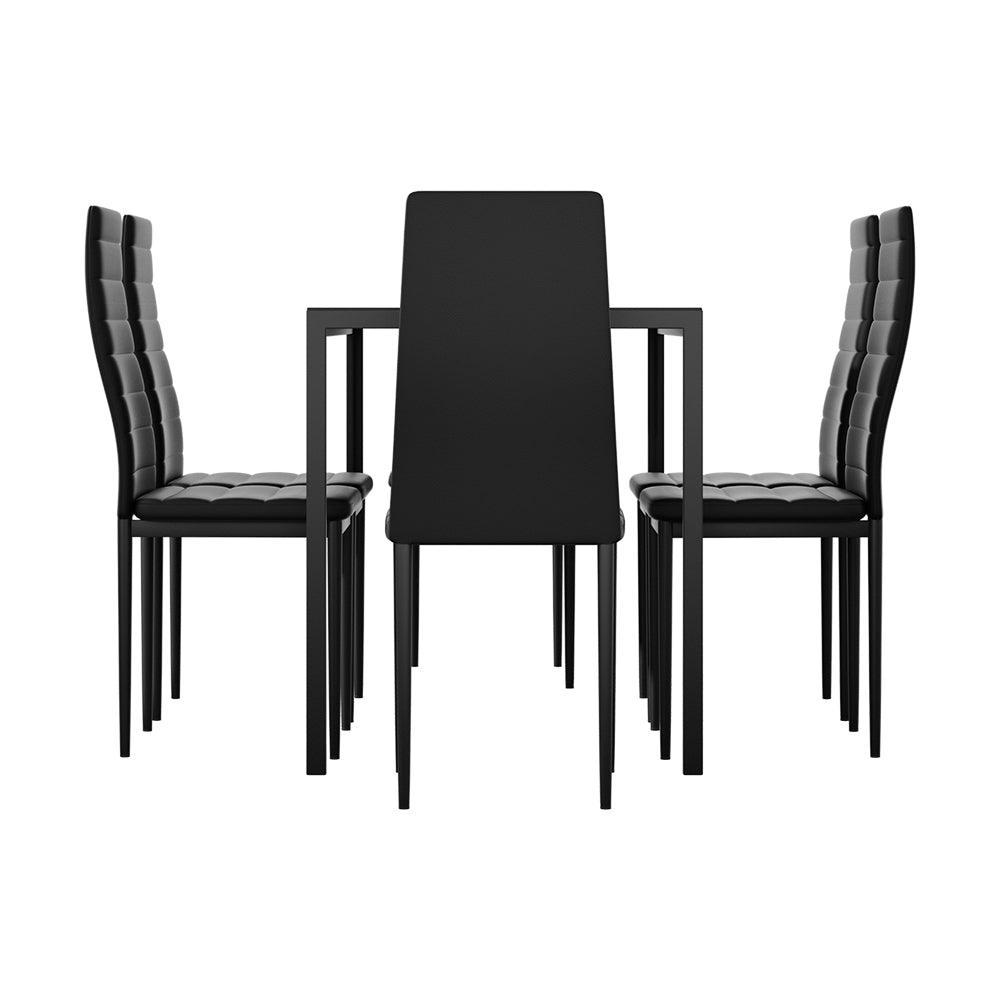 Artiss Dining Chairs and Table Dining Set 6 Chair Set Of 7 Wooden Top Black - John Cootes