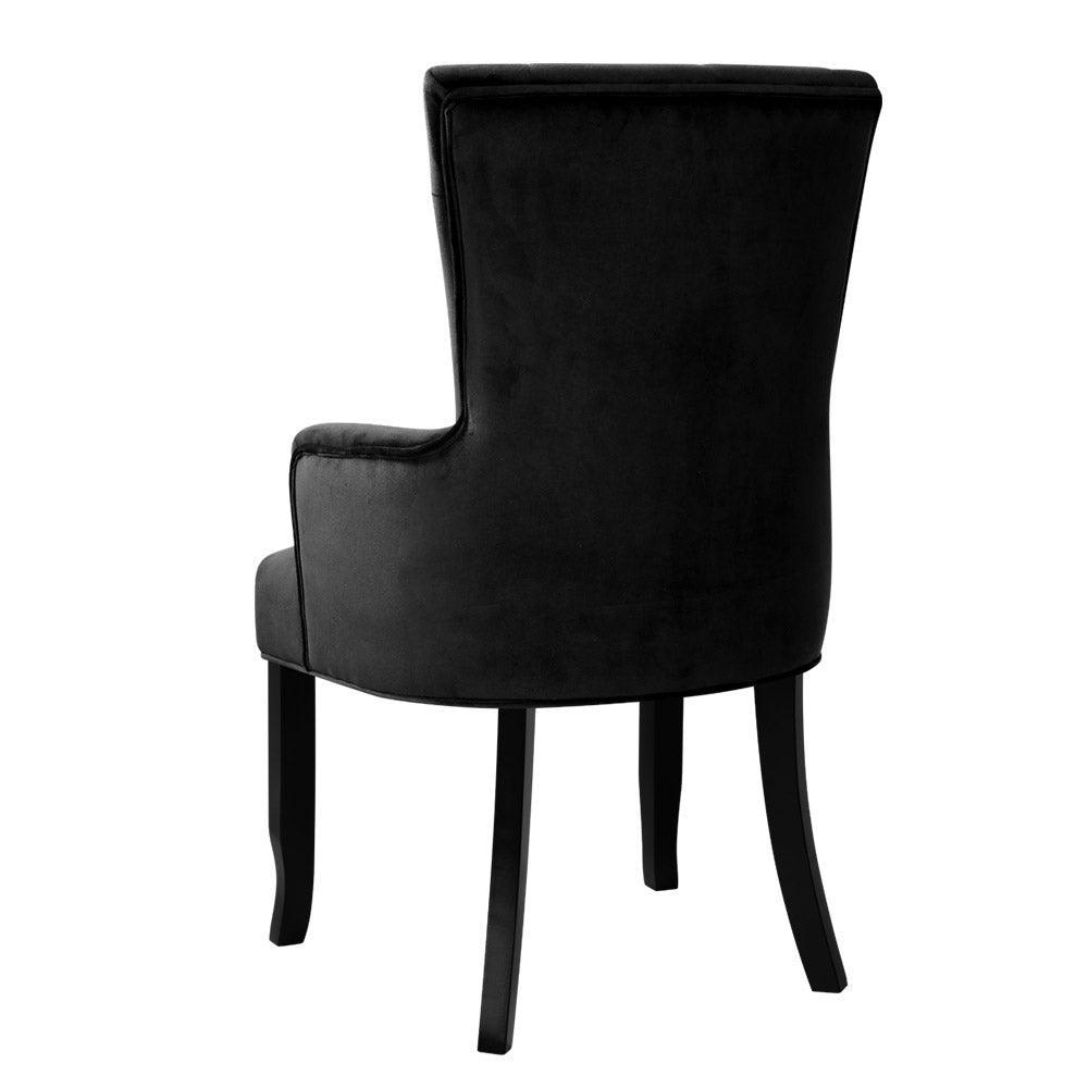 Artiss Dining Chairs French Provincial Chair Velvet Fabric Timber Retro Black - John Cootes