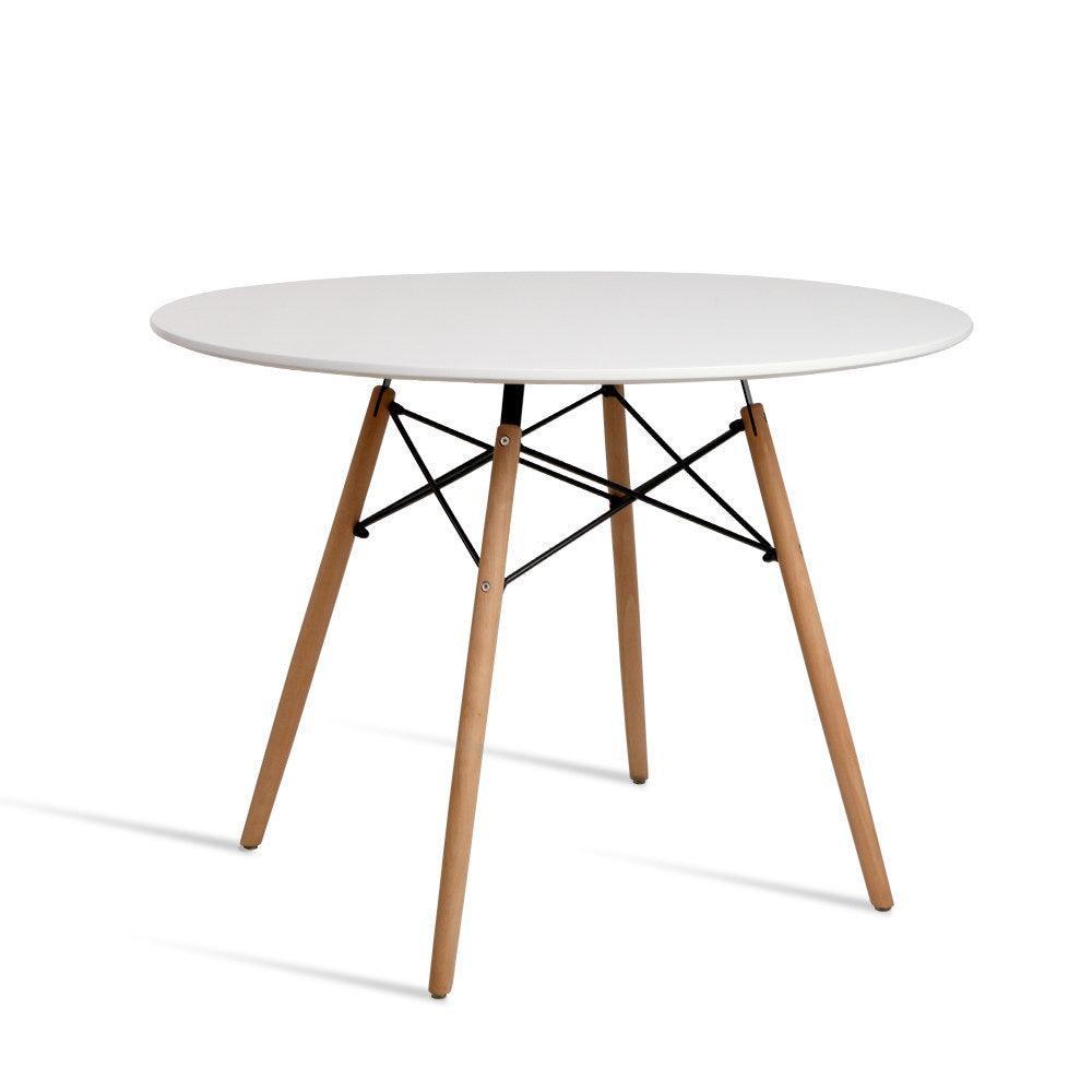 Artiss Dining Table 4 Seater Round Replica DSW Eiffel Kitchen Timber White - John Cootes