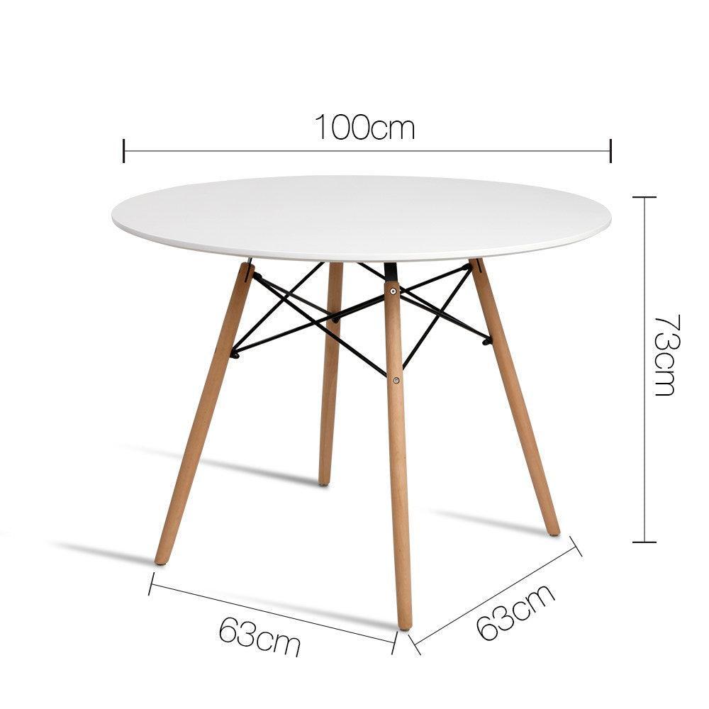 Artiss Dining Table 4 Seater Round Replica DSW Eiffel Kitchen Timber White - John Cootes