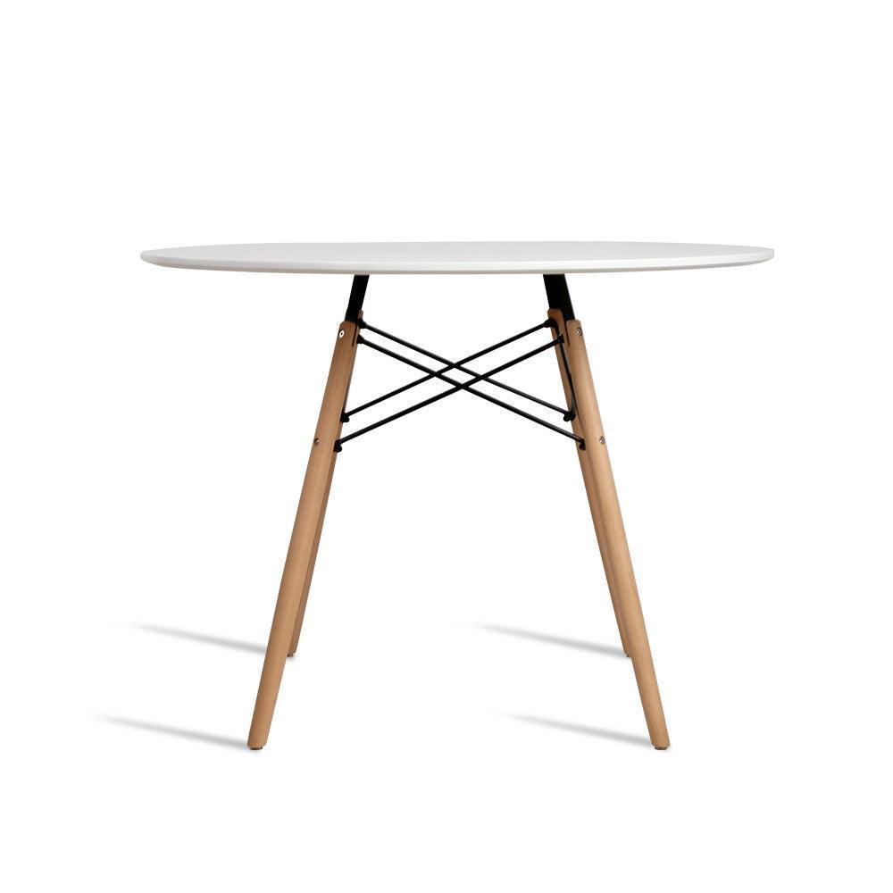 Artiss Dining Table 4 Seater Round Replica DSW Eiffel Kitchen Timber White - John Cootes