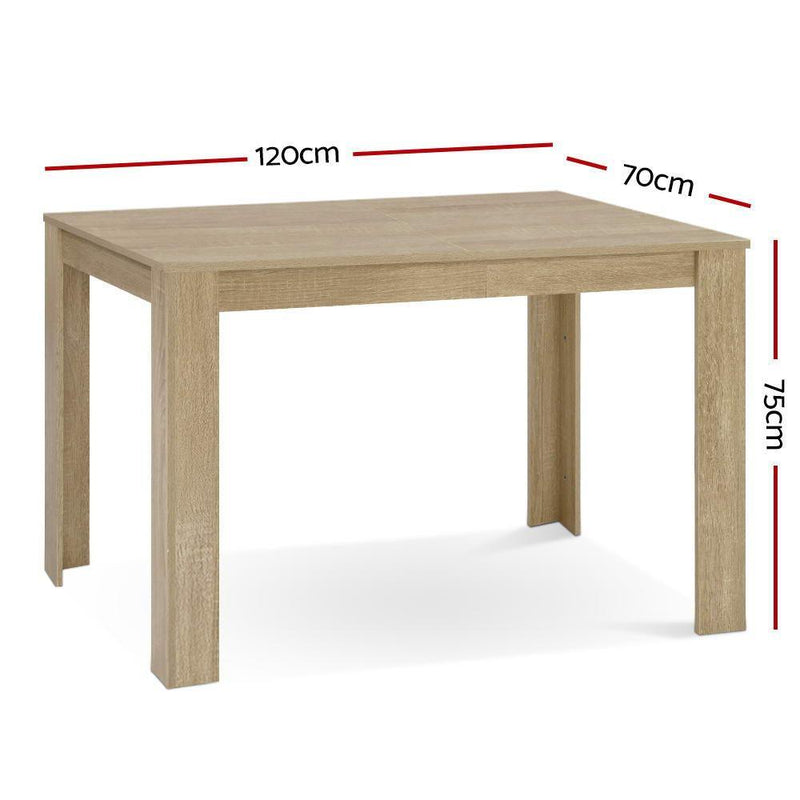 Artiss Dining Table 4 Seater Wooden Kitchen Tables Oak 120cm Cafe Restaurant - John Cootes