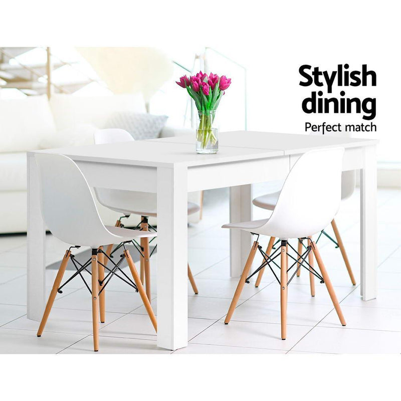 Artiss Dining Table 4 Seater Wooden Kitchen Tables White 120cm Cafe Restaurant - John Cootes