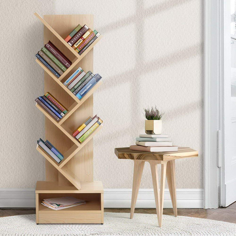 Artiss Display Shelf 7-Shelf Tree Bookshelf Book Storage Rack Bookcase Natural - John Cootes