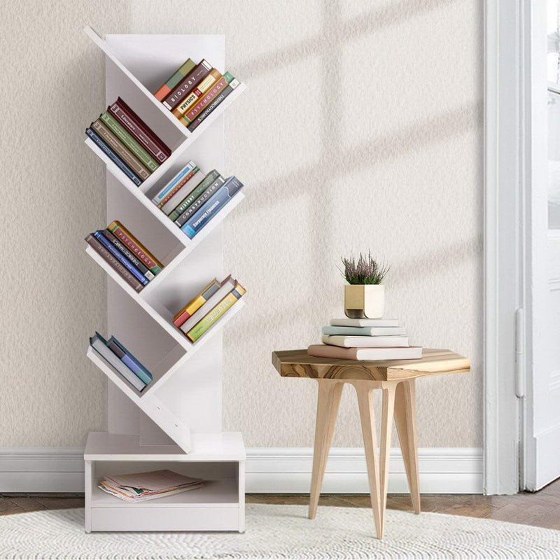 Artiss Display Shelf 7-Shelf Tree Bookshelf Book Storage Rack Bookcase White - John Cootes