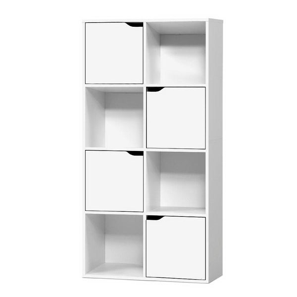 Artiss Display Shelf 8 Cube Storage 4 Door Cabinet Organiser Bookshelf Unit White - John Cootes