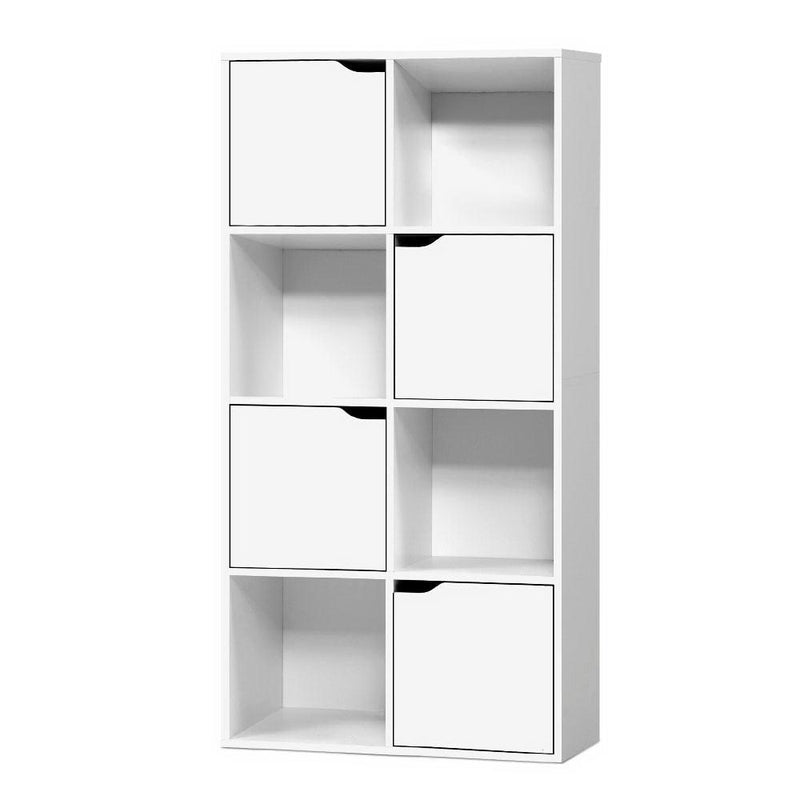 Artiss Display Shelf 8 Cube Storage 4 Door Cabinet Organiser Bookshelf Unit White - John Cootes