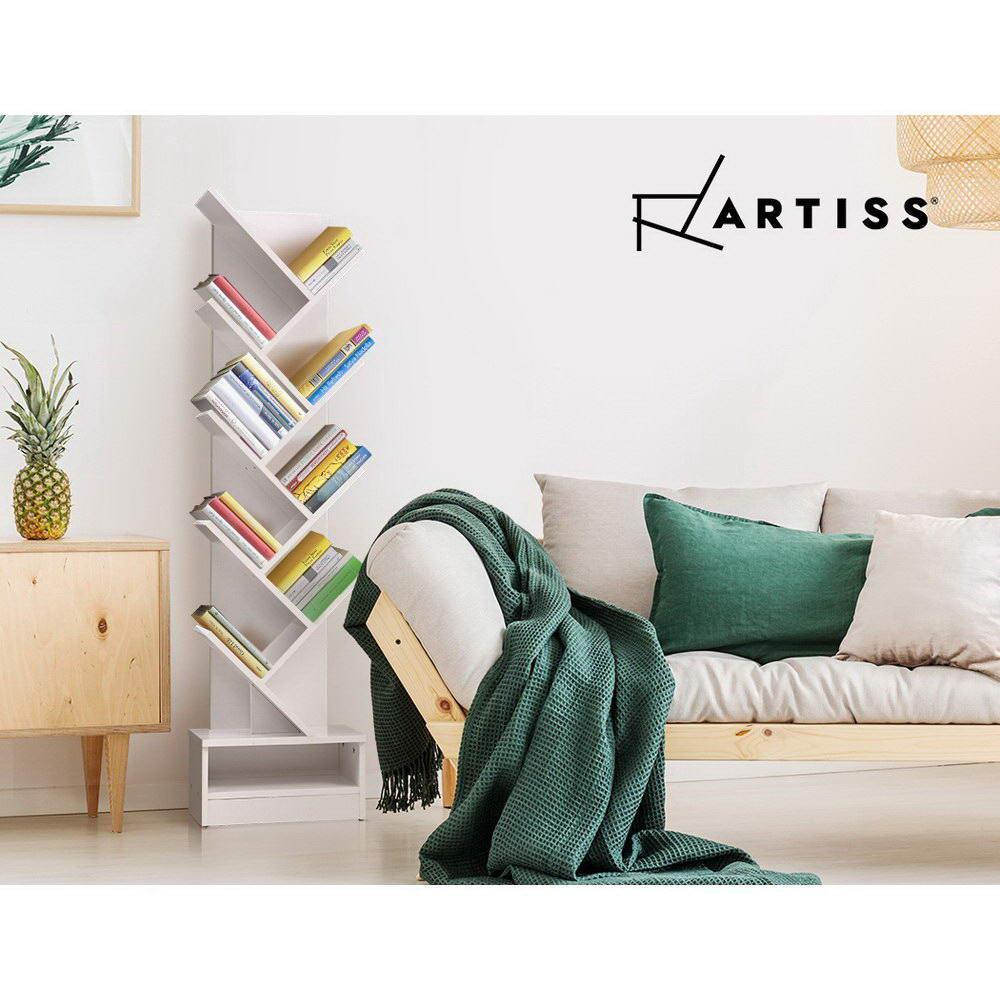 Artiss Display Shelf 9-Shelf Tree Bookshelf Book Storage Rack Bookcase White - John Cootes