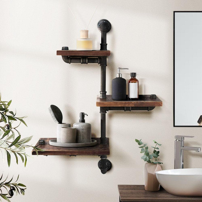Artiss Display Shelves Bookshelf Pipe Shelf Rustic Industrial Floating Wall Shelves DIY Brackets - John Cootes