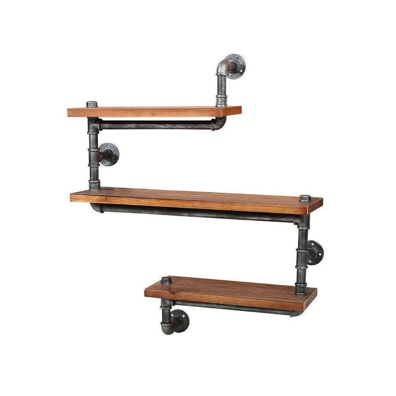 Artiss Display Shelves Rustic Bookshelf Industrial DIY Pipe Shelf Wall Brackets - John Cootes