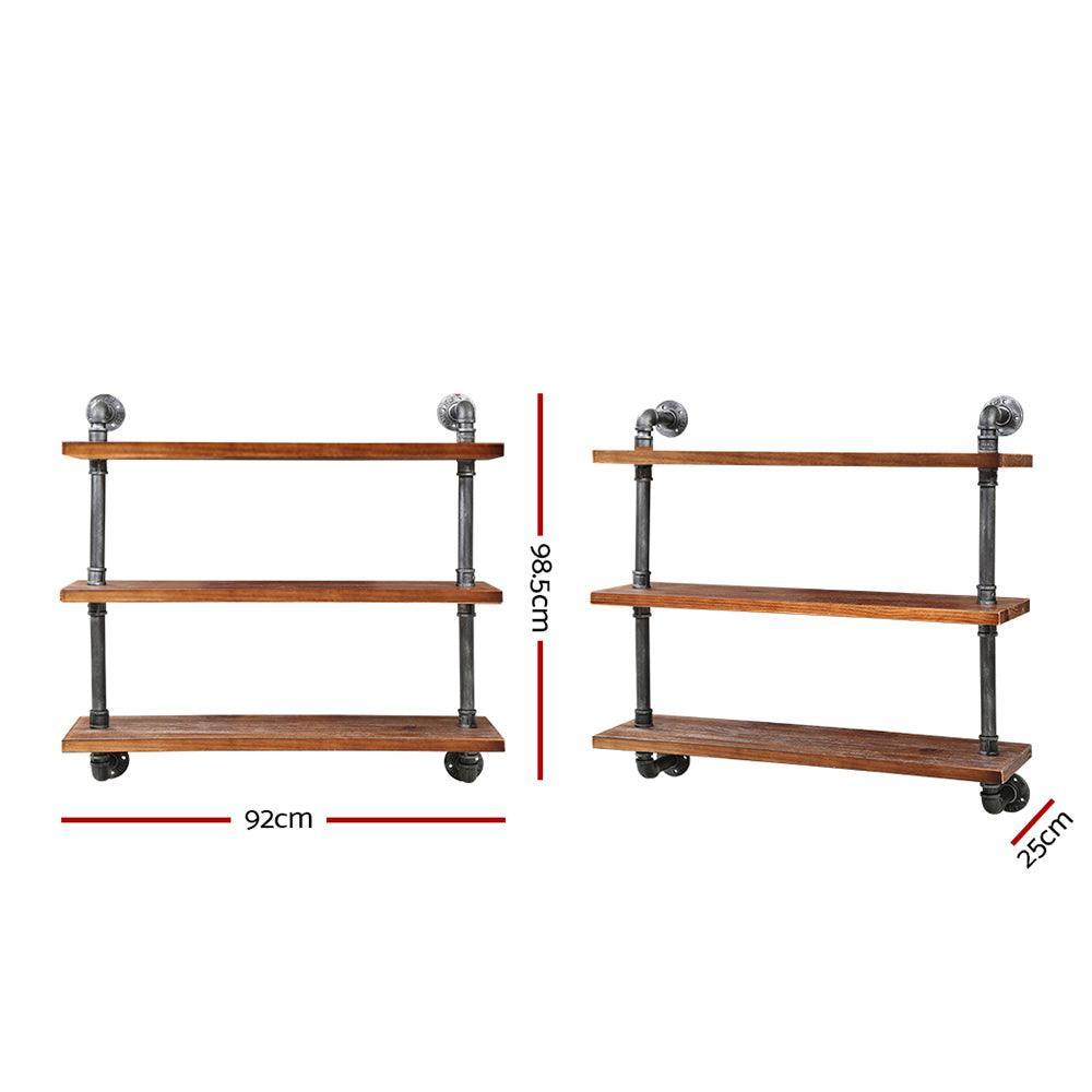 Artiss Display Wall Shelves Industrial DIY Pipe Shelf Brackets Rustic Bookshelf - John Cootes