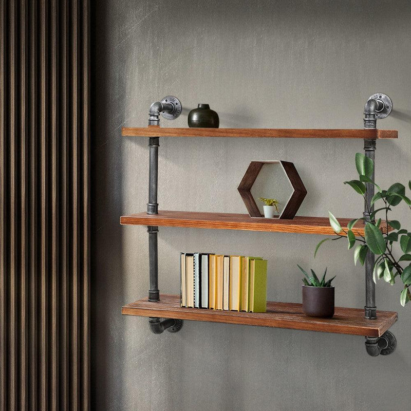 Artiss Display Wall Shelves Industrial DIY Pipe Shelf Brackets Rustic Bookshelf - John Cootes
