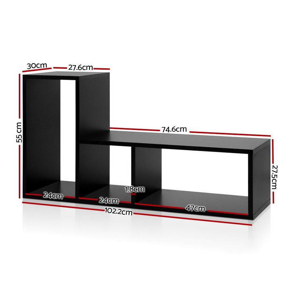 Artiss DIY L Shaped Display Shelf - Black - John Cootes