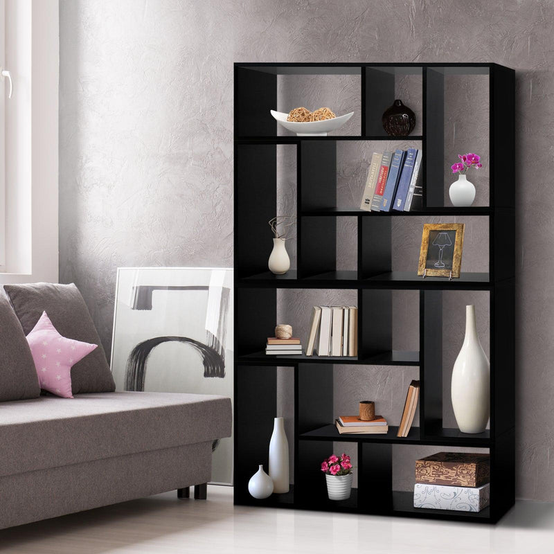 Artiss DIY L Shaped Display Shelf - Black - John Cootes